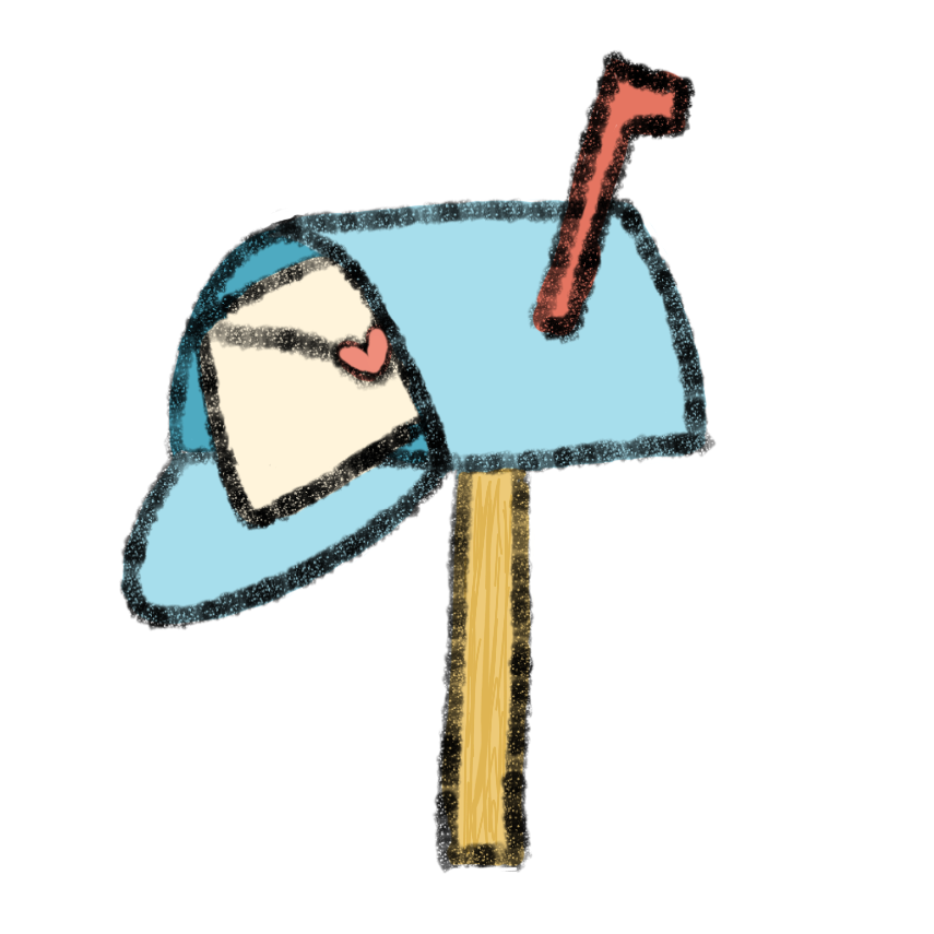 Bunny’s illustrated mailbox with a heart-sealed letter